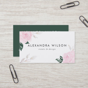 Carte De Visite Roses roses doux d'aquarelle