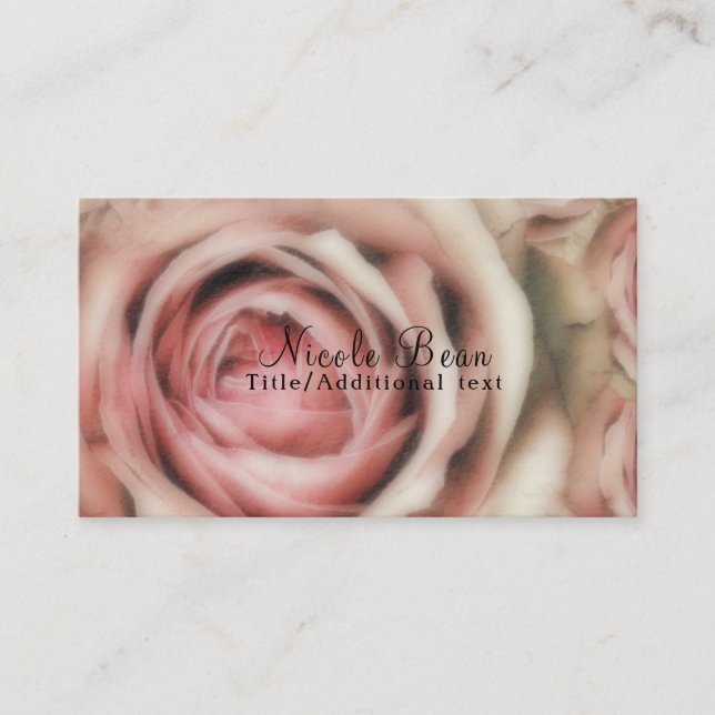 Carte De Visite Roses roses élégantes florale chic rustique ferme (Devant)