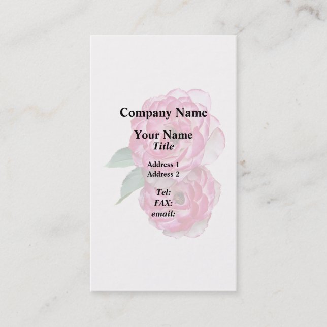Carte De Visite Roses roses et blanches (Devant)
