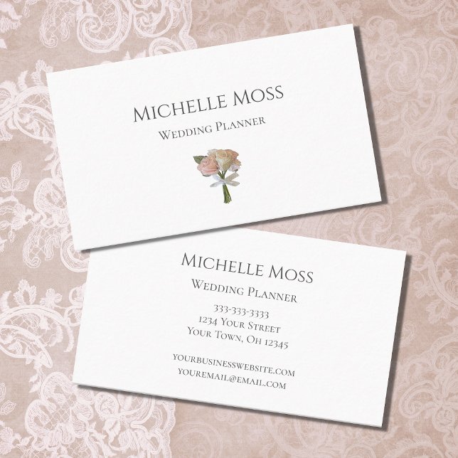 Carte De Visite Roses roses roses blanches Wedding planners modern (Créateur téléchargé)