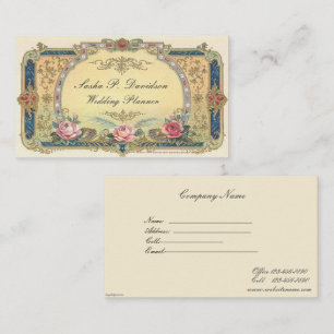 Carte De Visite Roses roses roses élégantes or bleu
