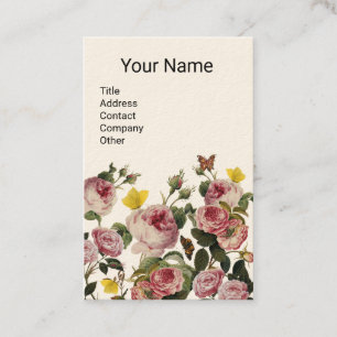 Carte De Visite ROSES ROSES ROSES ET BOUTTERFLIES JAUNES Florales 