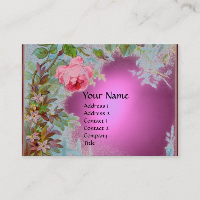 CARTE DE VISITE ROSES ROSES ROSES ET JASMINES MONOGRAM GEM STONE,  (Devant)