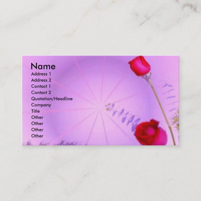 Carte De Visite Roses Rouges (Devant)