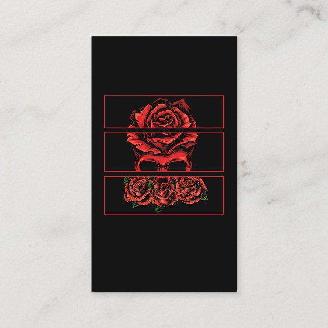 Carte De Visite Roses rouges Crâne gothique Wicca Fleurs gothiques (Devant)