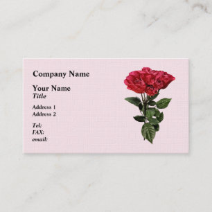 Carte De Visite Roses rouges et feuilles