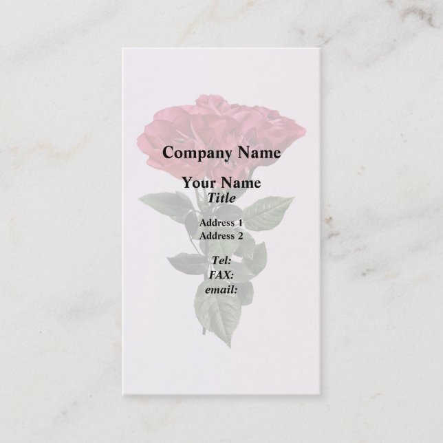 Carte De Visite Roses rouges et feuilles (Devant)