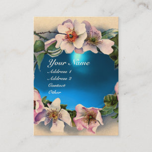 Carte De Visite Roses SAUVAGES AVEC AQUA BLEU GEM STONE MONOGRAM