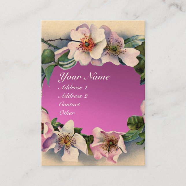 Carte De Visite Roses SAUVAGES AVEC ROSE PURPLE GEM STONE MONOGRAM (Devant)