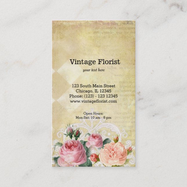 Carte De Visite Roses vintages (Devant)