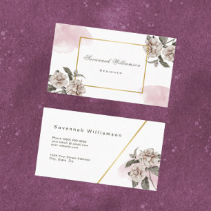 Carte De Visite Roses vintages en or rose personnalisable