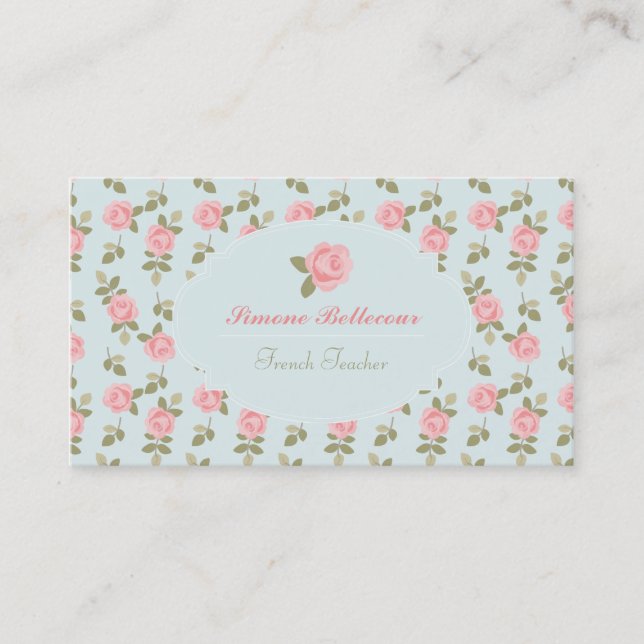 Carte De Visite Roses vintages romantiques d'Alice (Devant)