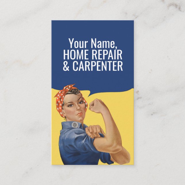 Carte De Visite Rosie La Riveter Femme Carpentier De Réparation À  (Devant)