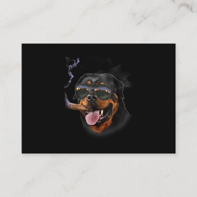 Carte De Visite Rottweiler avec Cigar Portant Avion Sunglass (Devant)