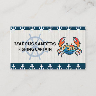 Carte De Visite Roue du navire   MOTIF ANCRE   Logo du crabe
