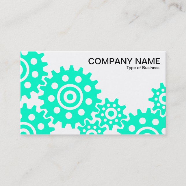 Carte De Visite Roues de l'industrie - Turquoise et Blanc (Devant)