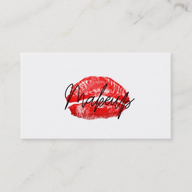 Carte De Visite Rouge à Lèvres Baiser Maquillage Beauté Glam Chic  (Devant)