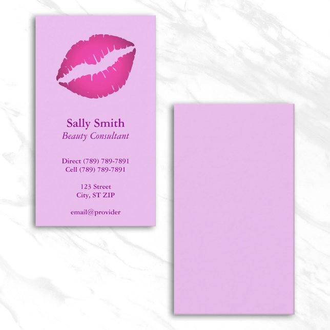 Carte De Visite Rouge à lèvres rose chaud ombre empreinte de baise (Ombre Hot Pink Lipstick Kiss Print Business Card)