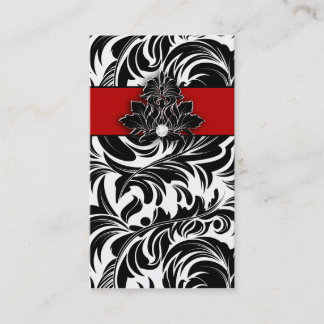 Carte De Visite Rouge blanc de diamant de noir élégant de logo