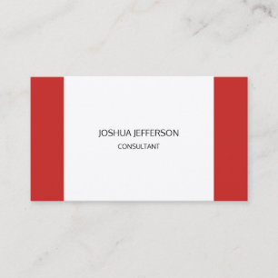 Carte De Visite Rouge Blanc Design Moderne Simple Minimaliste Rect