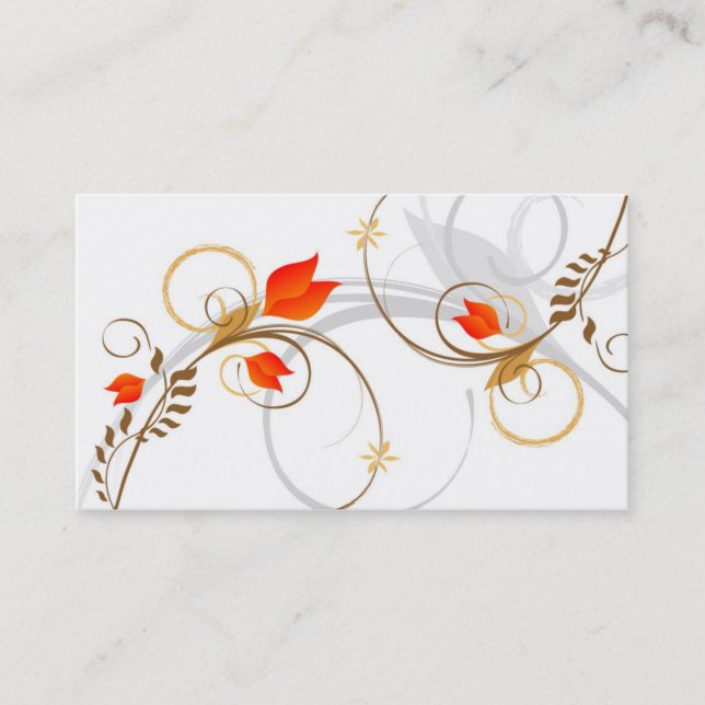Carte de visite rouge blanc floral chic (Devant)