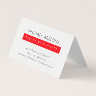 Carte De Visite Rouge & Blanc Minimaliste Simple Moderne