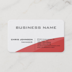 Carte De Visite Rouge blanc moderne élégant minimaliste attractif