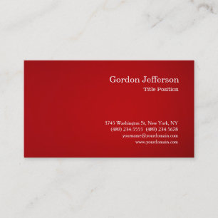 Carte De Visite Rouge Blanc Professionnel Simple Moderne Plain