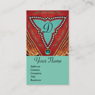 CARTE DE VISITE ROUGE BLEU MONOGRAMME TRIANGLE GÉOMÉTRIQUE ABSTRAI