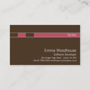 Carte De Visite Rouge brun chocolat et violet de syntaxe