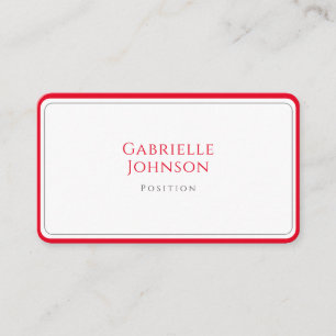 Carte De Visite Rouge cerisier blanc minimaliste Simple Bold Éléga