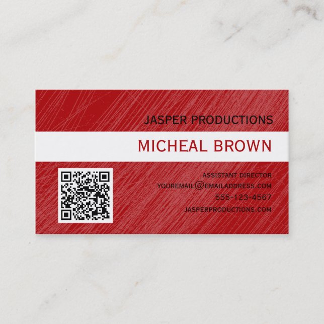 Carte de visite rouge de code du rouge QR (Devant)