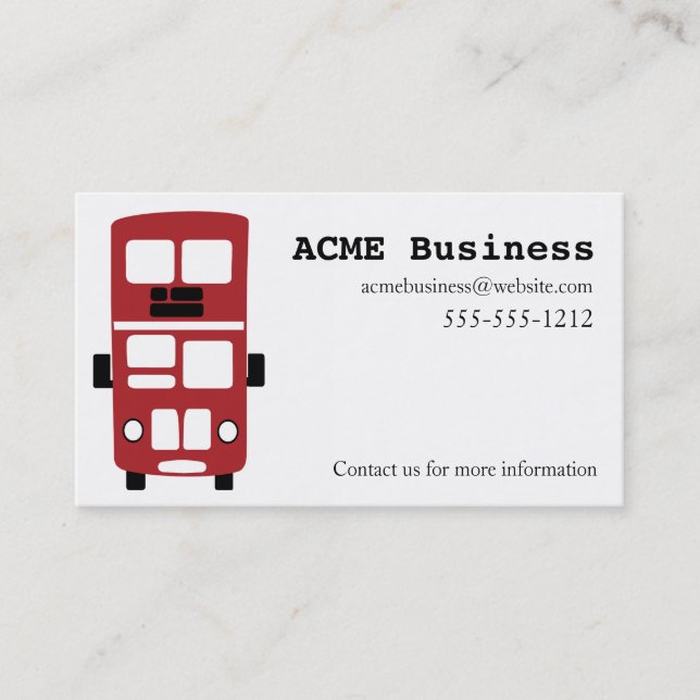 Carte de visite rouge de coutume d'autobus à  (Devant)