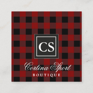 Carte de visite rouge de plaid
