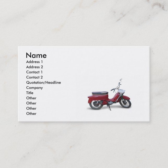 Carte de visite rouge de scooter (Devant)