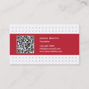 Carte de visite rouge de traducteur d'étiquette d