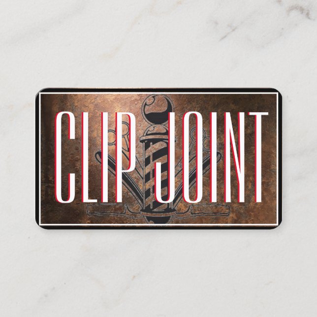 Carte De Visite Rouge et blanc avec BarberPole, Straight Razor (Devant)