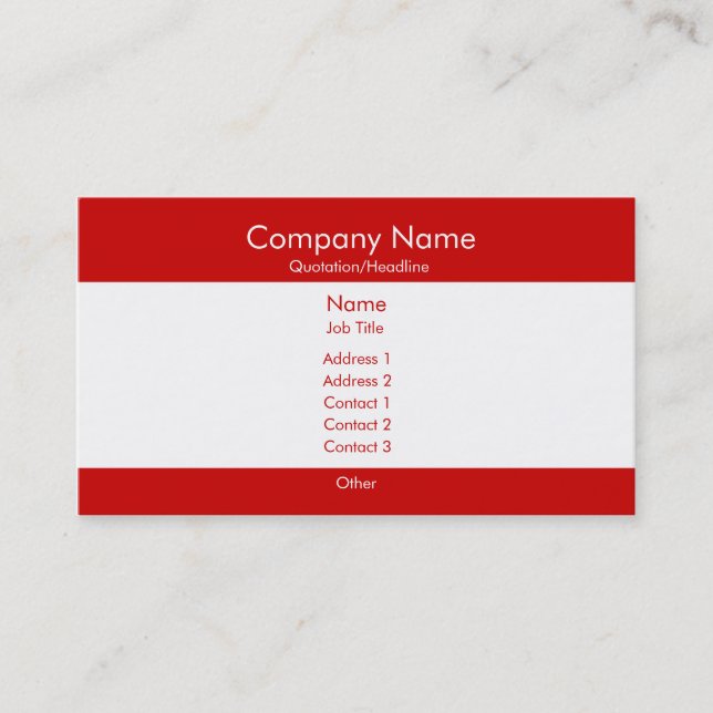 Carte De Visite Rouge et blanc de base (Devant)