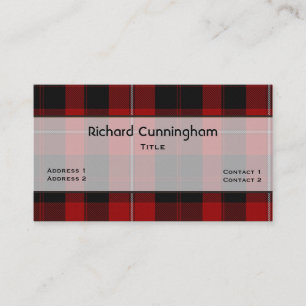 Carte De Visite Rouge et noir Cunningham Famille Tartan Plaid Pers