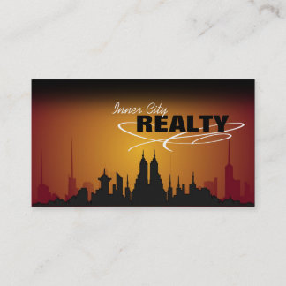 Carte de visite rouge et orange d'agent immobilier