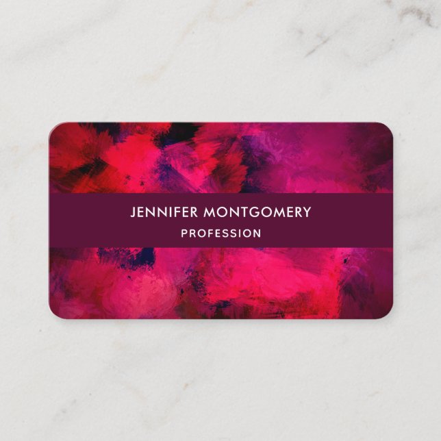 Carte De Visite Rouge foncé et violet Gras & Abstrait moderne (Devant)