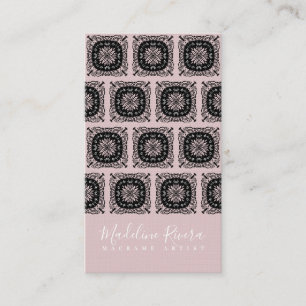Carte De Visite Rouge Gant Macramé de Yoga Mandala Noir