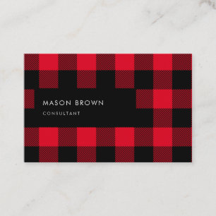 Carte De Visite Rouge géométrique de plaid de Buffalo de Profi d