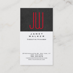 Carte De Visite Rouge gris blanc professionnel simple monogramme m