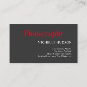 Carte De Visite Rouge Gris Simple Photographie Moderne Artiste