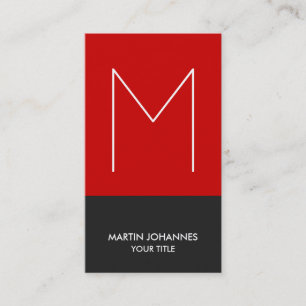 Carte de visite rouge grise verticale monogramme c