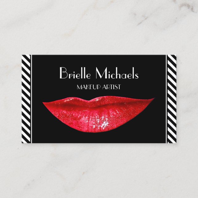 Carte De Visite Rouge Maquillage Artiste Parties scintillant Lipst (Devant)