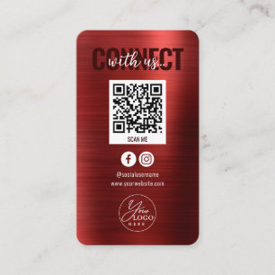 Carte De Visite Rouge métallique Connectez-vous avec les médias so