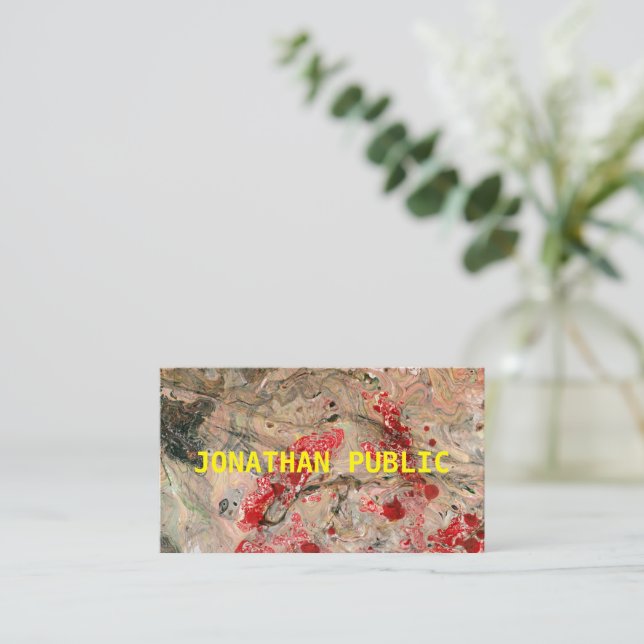 Carte De Visite Rouge moderne Brown Abstrait Modèle professionnel (Debout devant)