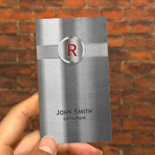 Carte de visite rouge moderne de texture en métal